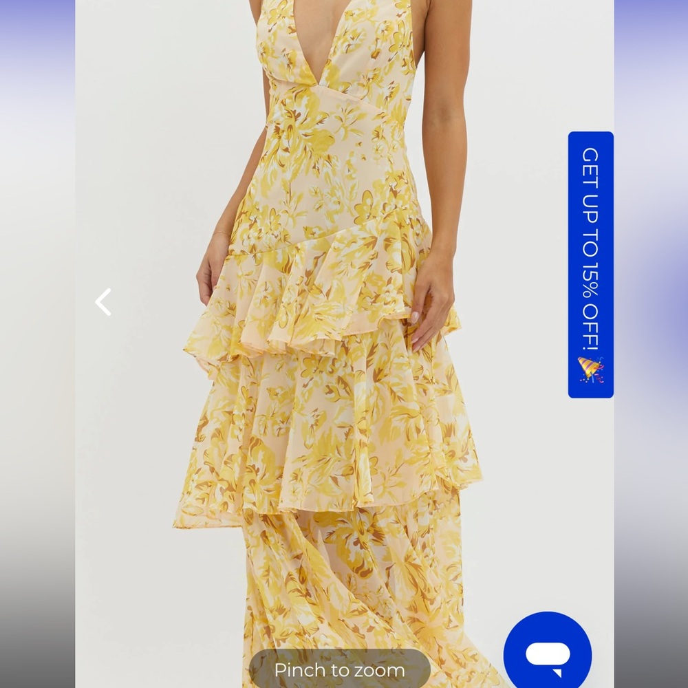 Beautiful yellow/floral summer wedding guest dress! Worn once, looks like new!